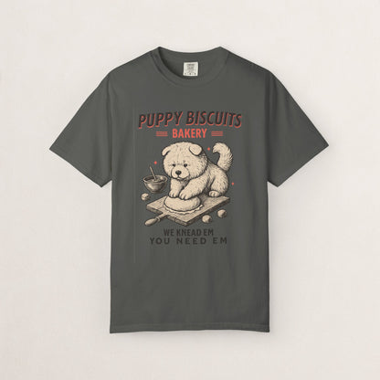 Cute Puppy Biscuit Bakery T-shirt, Dog Lover Gift, Unisex Graphic Tee, Dog Mom Shirt, Fun Pet Apparel, Animal Lover Top