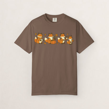 Cozy Fox Garment-Dyed T-Shirt for Nature Lovers, Cute Fall Apparel for Adults, Gift for Friends and Family, Casual Wear, Seasonal Fashion