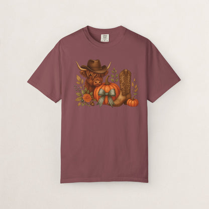 Unisex Autumn Graphic Tee, Fall Vibe T-Shirt, Pumpkin Decor Shirt, Harvest Season Top, Cowboy Aesthetic Apparel