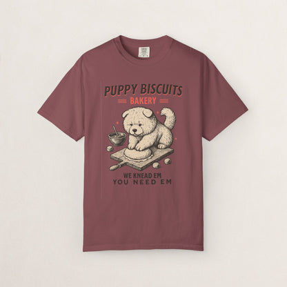Cute Puppy Biscuit Bakery T-shirt, Dog Lover Gift, Unisex Graphic Tee, Dog Mom Shirt, Fun Pet Apparel, Animal Lover Top