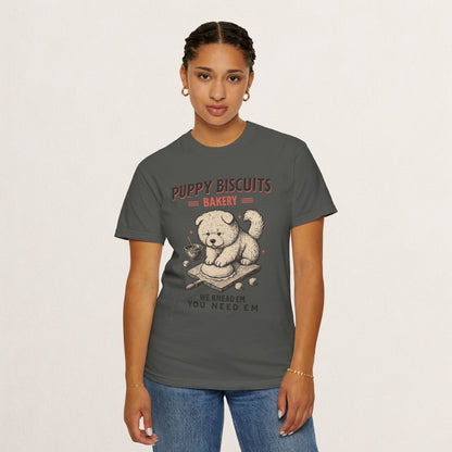 Cute Puppy Biscuit Bakery T-shirt, Dog Lover Gift, Unisex Graphic Tee, Dog Mom Shirt, Fun Pet Apparel, Animal Lover Top