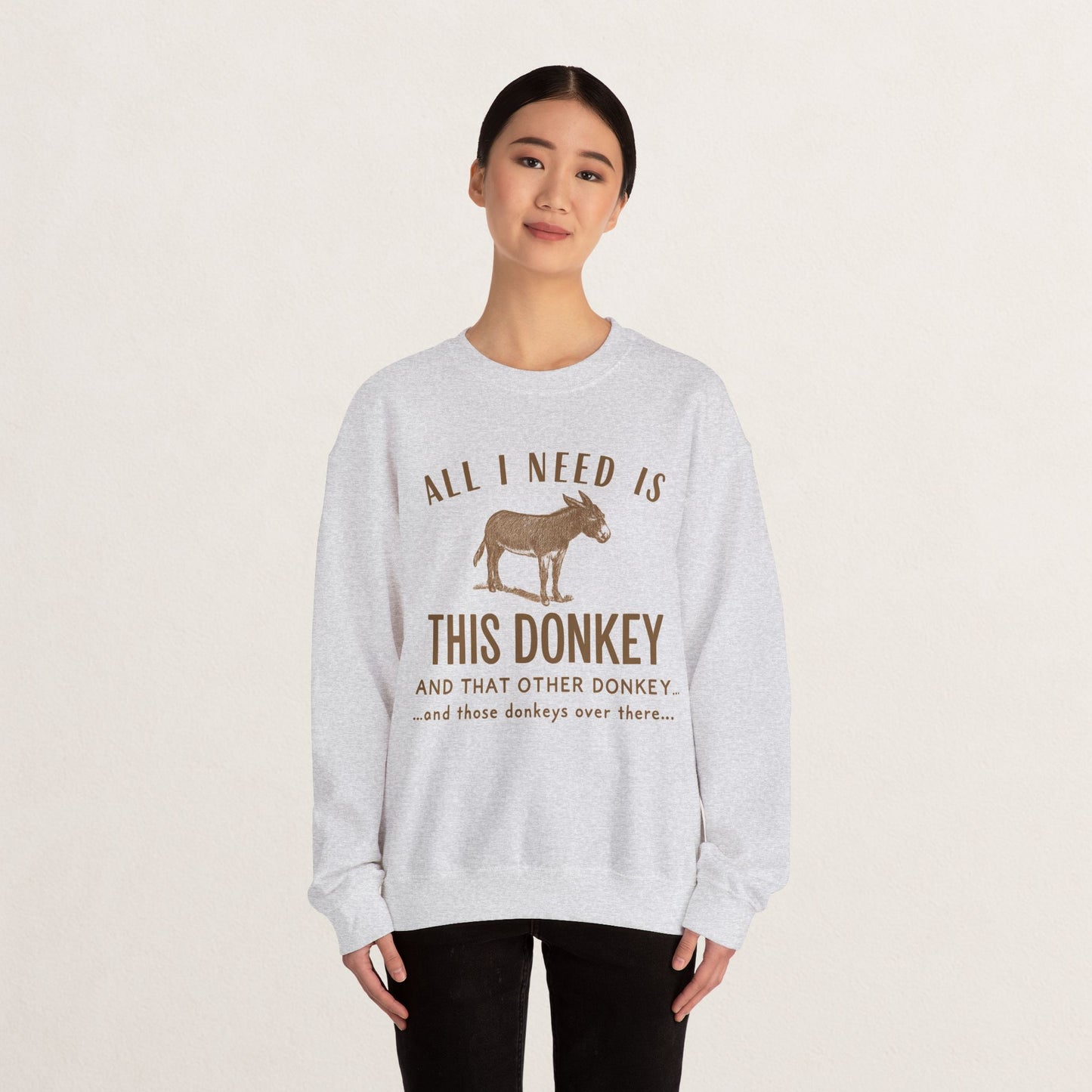 All I Need Is This Donkey Crewneck Sweatshirt, Funny Animal Sweatshirt, Gift for Donkey Lovers, Cozy Sweatshirt, Farm Animal Apparel, [...]