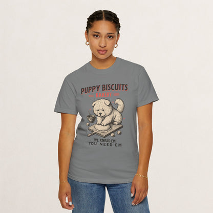 Cute Puppy Biscuit Bakery T-shirt, Dog Lover Gift, Unisex Graphic Tee, Dog Mom Shirt, Fun Pet Apparel, Animal Lover Top