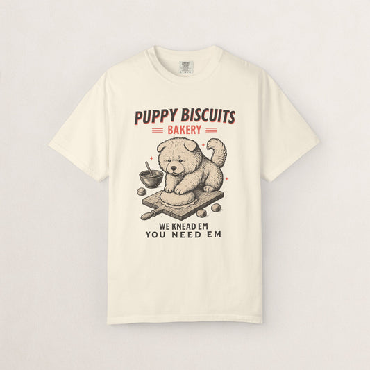 Cute Puppy Biscuit Bakery T-shirt, Dog Lover Gift, Unisex Graphic Tee, Dog Mom Shirt, Fun Pet Apparel, Animal Lover Top