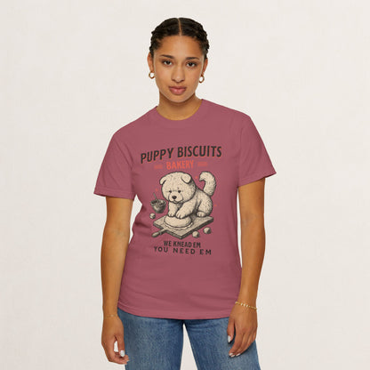 Cute Puppy Biscuit Bakery T-shirt, Dog Lover Gift, Unisex Graphic Tee, Dog Mom Shirt, Fun Pet Apparel, Animal Lover Top