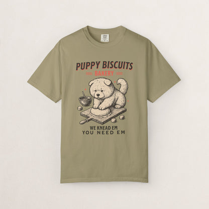 Cute Puppy Biscuit Bakery T-shirt, Dog Lover Gift, Unisex Graphic Tee, Dog Mom Shirt, Fun Pet Apparel, Animal Lover Top