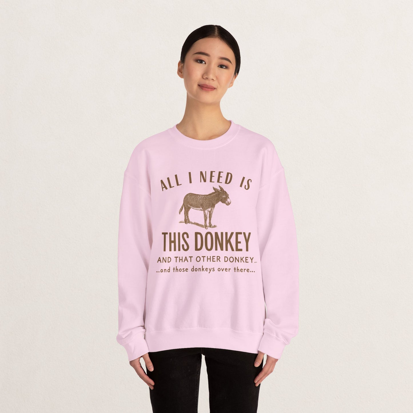 All I Need Is This Donkey Crewneck Sweatshirt, Funny Animal Sweatshirt, Gift for Donkey Lovers, Cozy Sweatshirt, Farm Animal Apparel, [...]