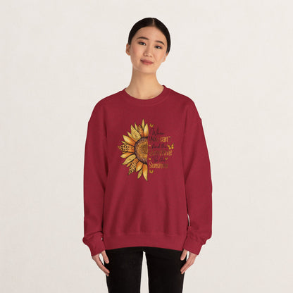 Sunshine Crewneck Sweatshirt, Unisex Sweater, Gift for Her, Cozy Autumn Apparel, Inspirational Wall Art Style