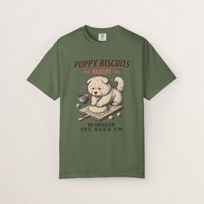 Cute Puppy Biscuit Bakery T-shirt, Dog Lover Gift, Unisex Graphic Tee, Dog Mom Shirt, Fun Pet Apparel, Animal Lover Top