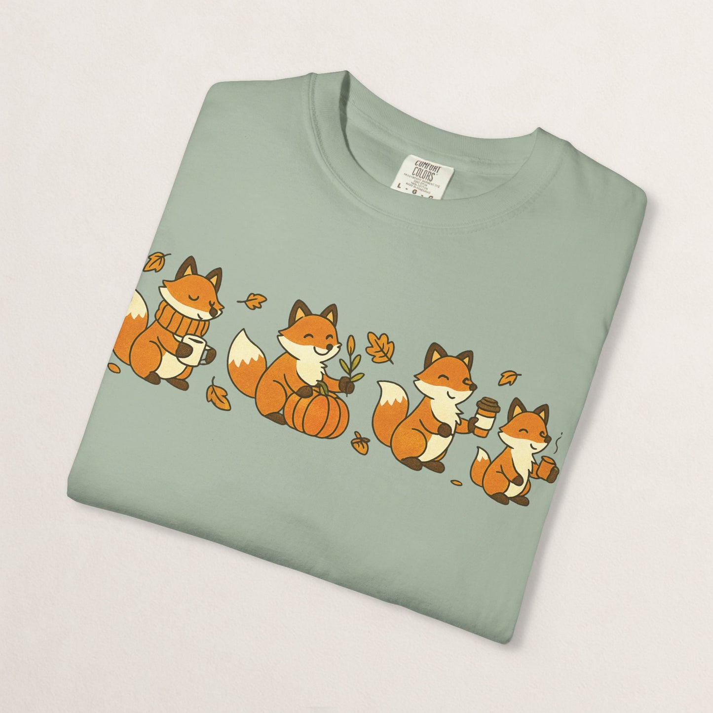 Cozy Fox Garment-Dyed T-Shirt for Nature Lovers, Cute Fall Apparel for Adults, Gift for Friends and Family, Casual Wear, Seasonal Fashion