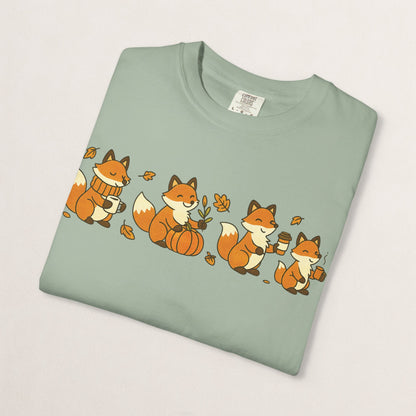 Cozy Fox Garment-Dyed T-Shirt for Nature Lovers, Cute Fall Apparel for Adults, Gift for Friends and Family, Casual Wear, Seasonal Fashion