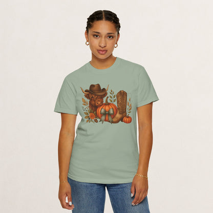 Unisex Autumn Graphic Tee, Fall Vibe T-Shirt, Pumpkin Decor Shirt, Harvest Season Top, Cowboy Aesthetic Apparel
