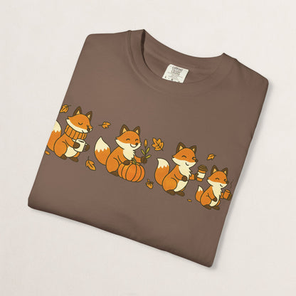 Cozy Fox Garment-Dyed T-Shirt for Nature Lovers, Cute Fall Apparel for Adults, Gift for Friends and Family, Casual Wear, Seasonal Fashion