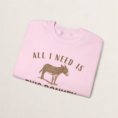All I Need Is This Donkey Crewneck Sweatshirt, Funny Animal Sweatshirt, Gift for Donkey Lovers, Cozy Sweatshirt, Farm Animal Apparel, [...]