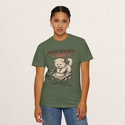 Cute Puppy Biscuit Bakery T-shirt, Dog Lover Gift, Unisex Graphic Tee, Dog Mom Shirt, Fun Pet Apparel, Animal Lover Top