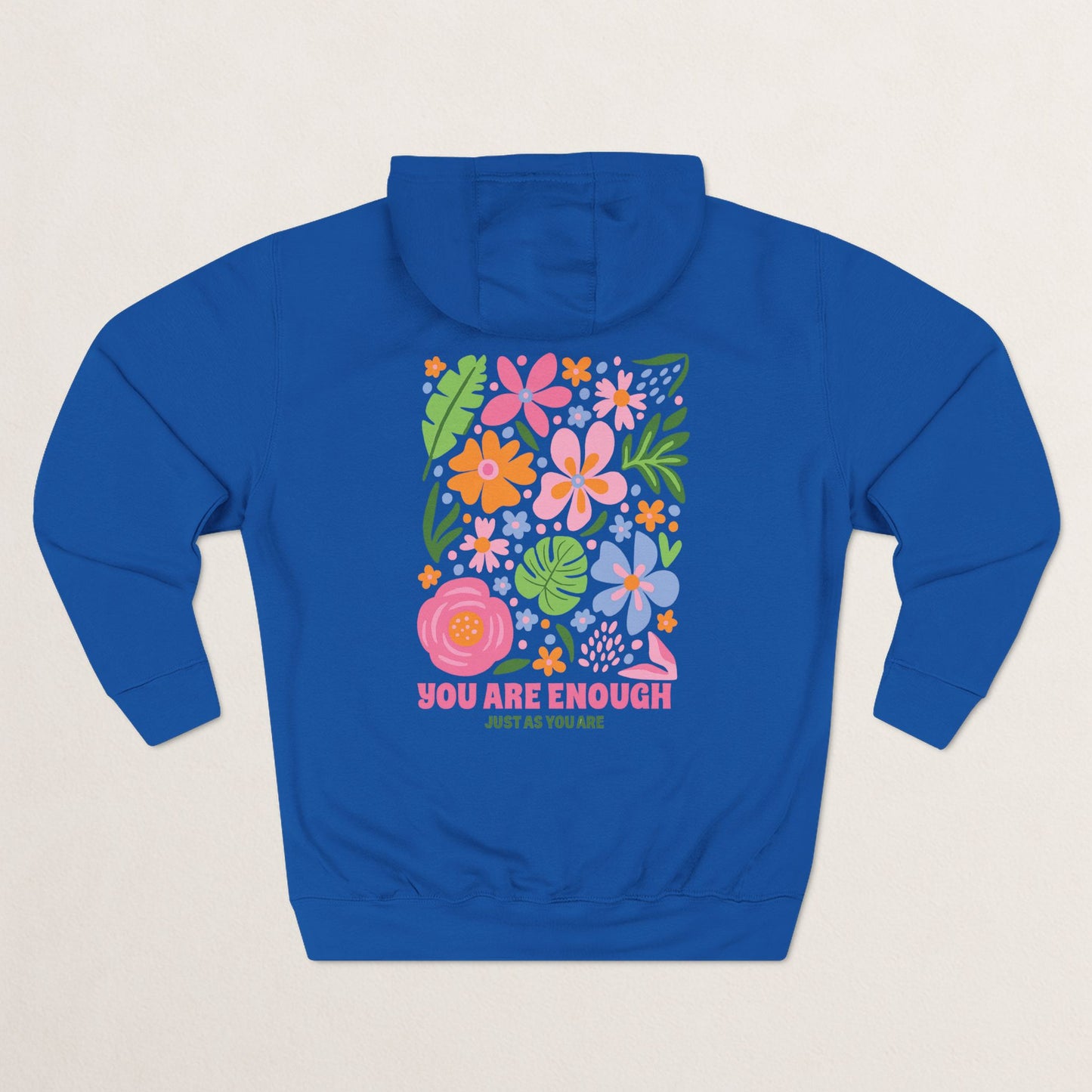 You Are Enough Floral Hoodie | Inspirational Fleece Hoodie | Self-Love Gift | Cozy Sweatshirt | Empowerment Apparel | Positive Vibes