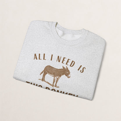 All I Need Is This Donkey Crewneck Sweatshirt, Funny Animal Sweatshirt, Gift for Donkey Lovers, Cozy Sweatshirt, Farm Animal Apparel, [...]