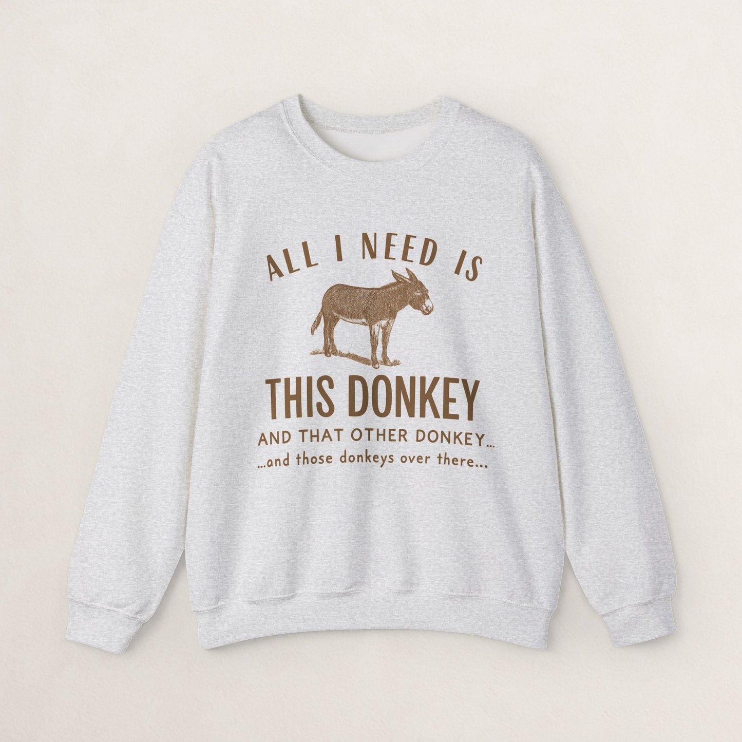 All I Need Is This Donkey Crewneck Sweatshirt, Funny Animal Sweatshirt, Gift for Donkey Lovers, Cozy Sweatshirt, Farm Animal Apparel, [...]