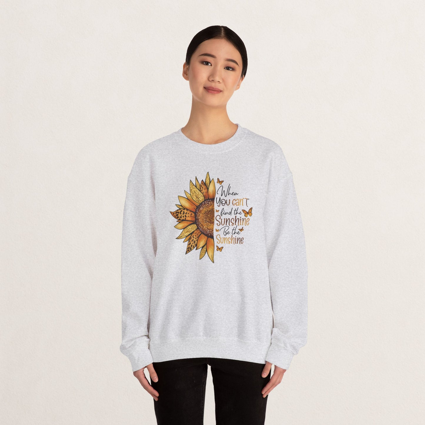Sunshine Crewneck Sweatshirt, Unisex Sweater, Gift for Her, Cozy Autumn Apparel, Inspirational Wall Art Style