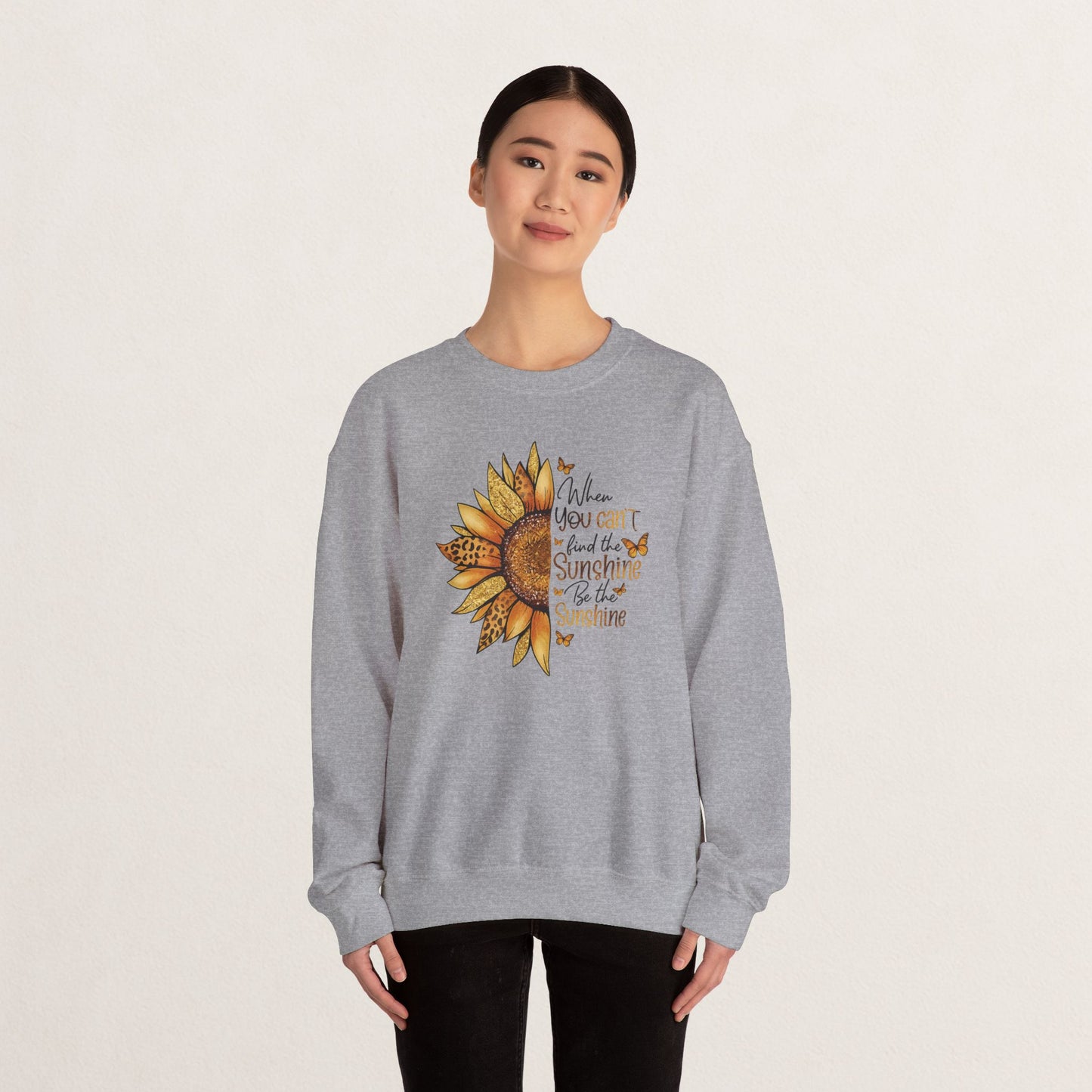 Sunshine Crewneck Sweatshirt, Unisex Sweater, Gift for Her, Cozy Autumn Apparel, Inspirational Wall Art Style