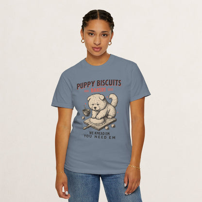 Cute Puppy Biscuit Bakery T-shirt, Dog Lover Gift, Unisex Graphic Tee, Dog Mom Shirt, Fun Pet Apparel, Animal Lover Top