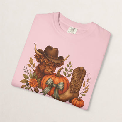 Unisex Autumn Graphic Tee, Fall Vibe T-Shirt, Pumpkin Decor Shirt, Harvest Season Top, Cowboy Aesthetic Apparel