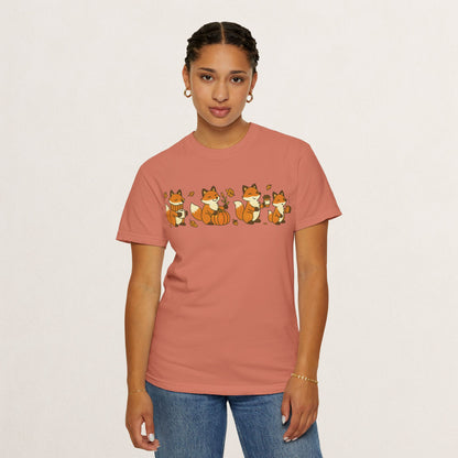 Cozy Fox Garment-Dyed T-Shirt for Nature Lovers, Cute Fall Apparel for Adults, Gift for Friends and Family, Casual Wear, Seasonal Fashion