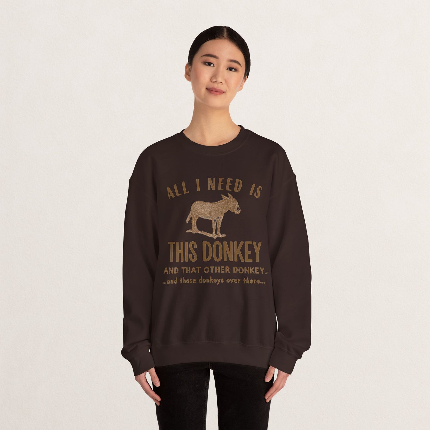 All I Need Is This Donkey Crewneck Sweatshirt, Funny Animal Sweatshirt, Gift for Donkey Lovers, Cozy Sweatshirt, Farm Animal Apparel, [...]