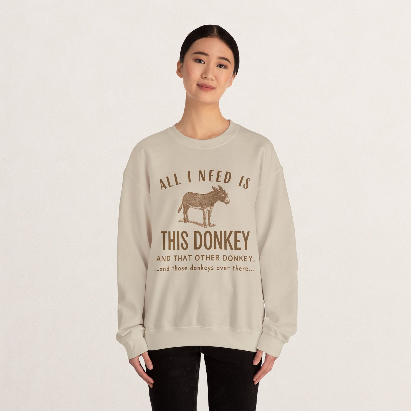 All I Need Is This Donkey Crewneck Sweatshirt, Funny Animal Sweatshirt, Gift for Donkey Lovers, Cozy Sweatshirt, Farm Animal Apparel, [...]
