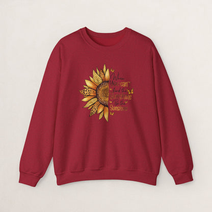 Sunshine Crewneck Sweatshirt, Unisex Sweater, Gift for Her, Cozy Autumn Apparel, Inspirational Wall Art Style