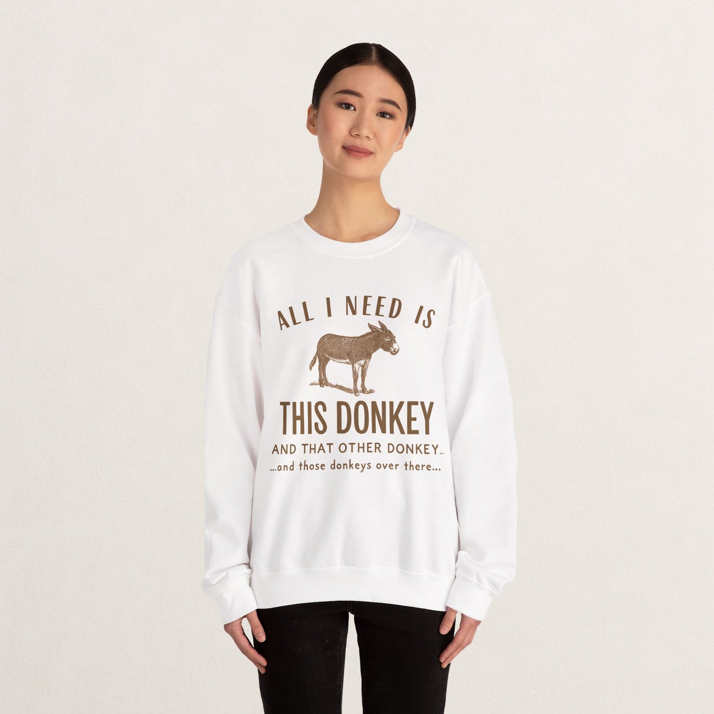 All I Need Is This Donkey Crewneck Sweatshirt, Funny Animal Sweatshirt, Gift for Donkey Lovers, Cozy Sweatshirt, Farm Animal Apparel, [...]