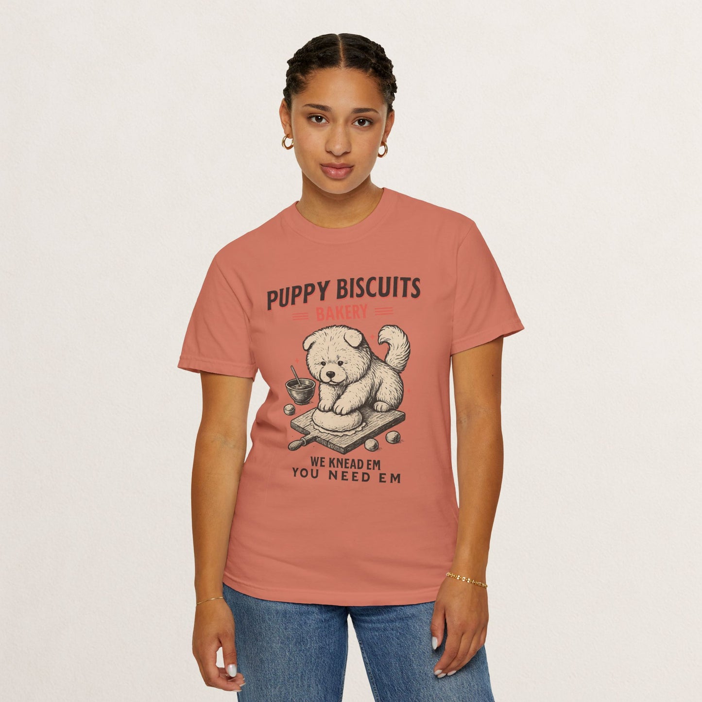 Cute Puppy Biscuit Bakery T-shirt, Dog Lover Gift, Unisex Graphic Tee, Dog Mom Shirt, Fun Pet Apparel, Animal Lover Top