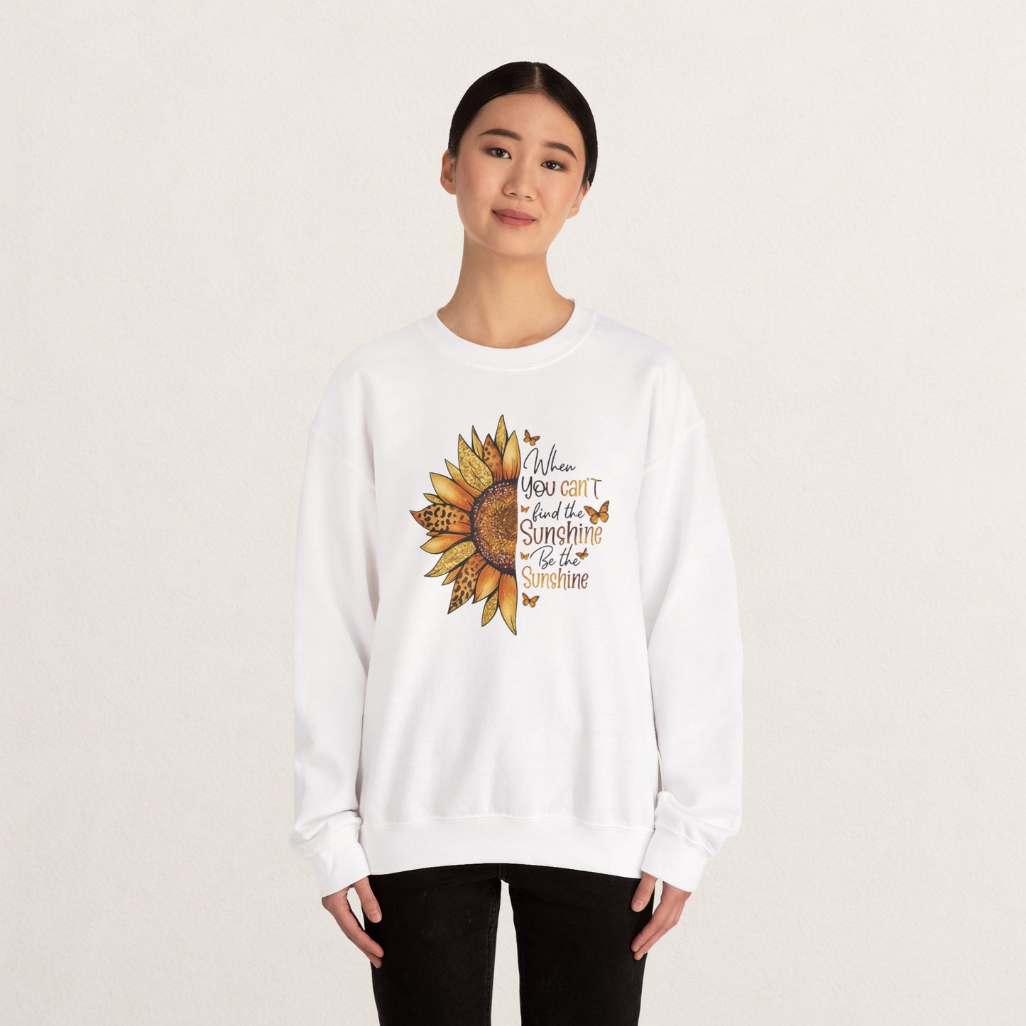 Sunshine Crewneck Sweatshirt, Unisex Sweater, Gift for Her, Cozy Autumn Apparel, Inspirational Wall Art Style