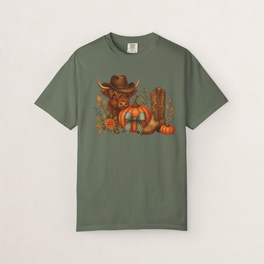 Unisex Autumn Graphic Tee, Fall Vibe T-Shirt, Pumpkin Decor Shirt, Harvest Season Top, Cowboy Aesthetic Apparel