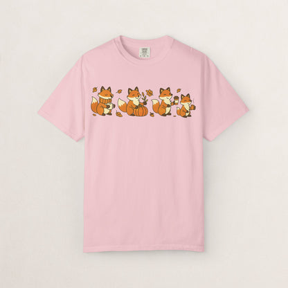 Cozy Fox Garment-Dyed T-Shirt for Nature Lovers, Cute Fall Apparel for Adults, Gift for Friends and Family, Casual Wear, Seasonal Fashion