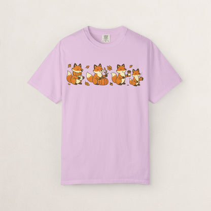 Cozy Fox Garment-Dyed T-Shirt for Nature Lovers, Cute Fall Apparel for Adults, Gift for Friends and Family, Casual Wear, Seasonal Fashion