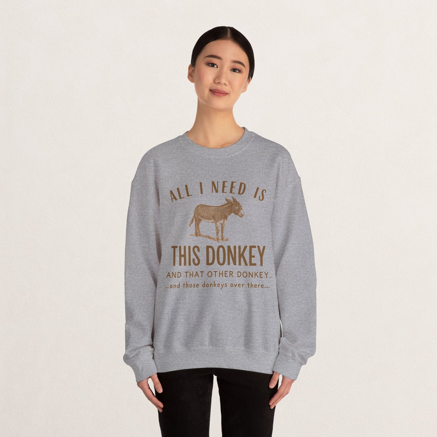 All I Need Is This Donkey Crewneck Sweatshirt, Funny Animal Sweatshirt, Gift for Donkey Lovers, Cozy Sweatshirt, Farm Animal Apparel, [...]