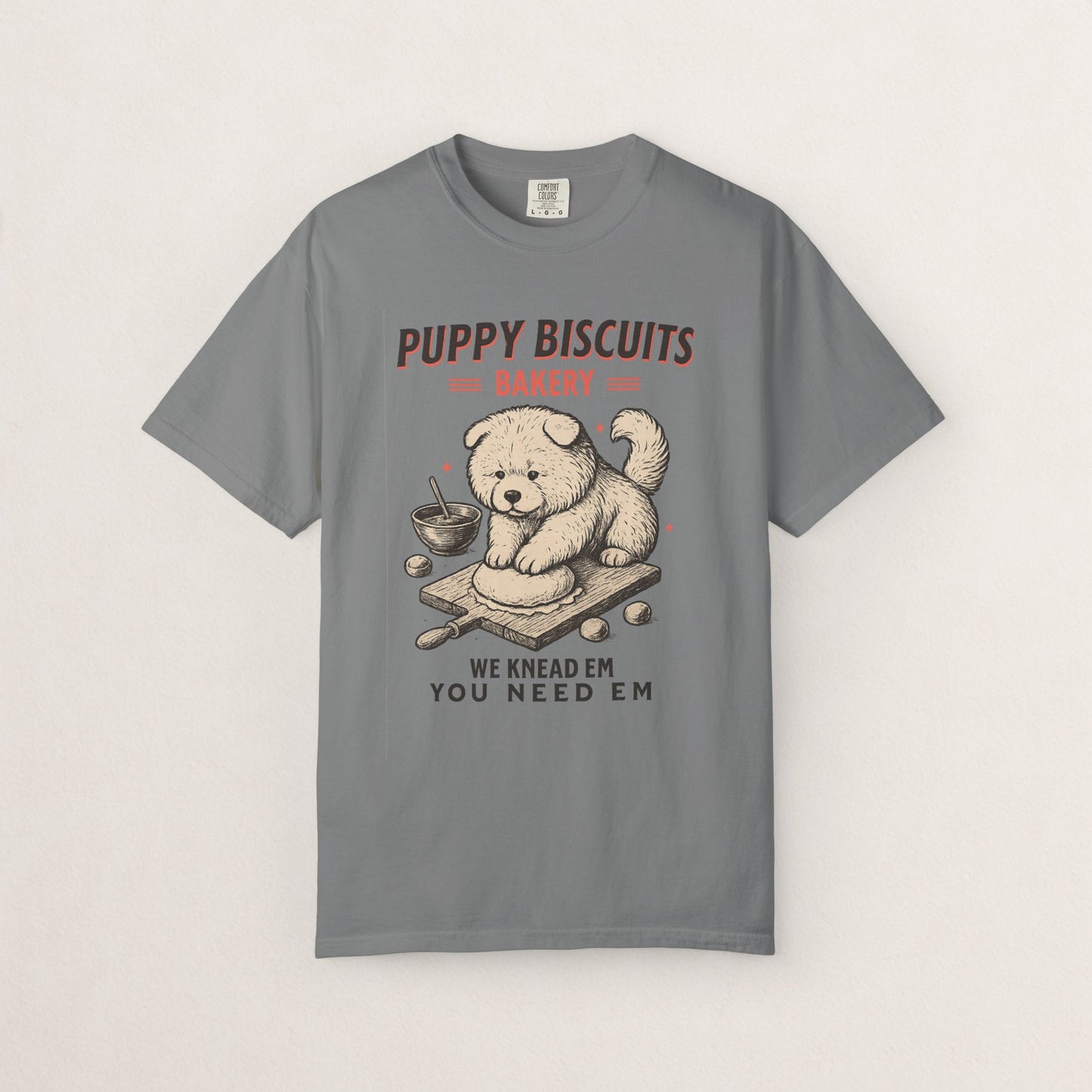 Cute Puppy Biscuit Bakery T-shirt, Dog Lover Gift, Unisex Graphic Tee, Dog Mom Shirt, Fun Pet Apparel, Animal Lover Top