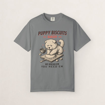 Cute Puppy Biscuit Bakery T-shirt, Dog Lover Gift, Unisex Graphic Tee, Dog Mom Shirt, Fun Pet Apparel, Animal Lover Top