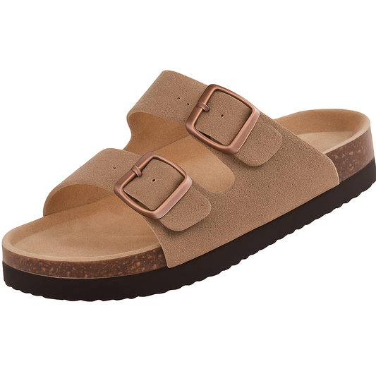 UrbanEase™ Dual-Strap Suede Cork Sandals