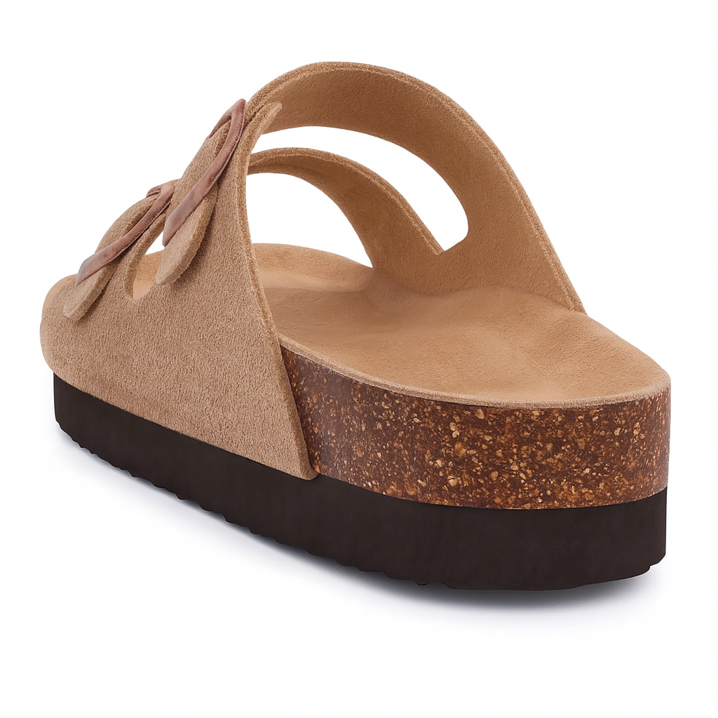 UrbanEase™ Dual-Strap Suede Cork Sandals
