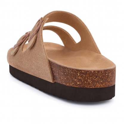 UrbanEase™ Dual-Strap Suede Cork Sandals