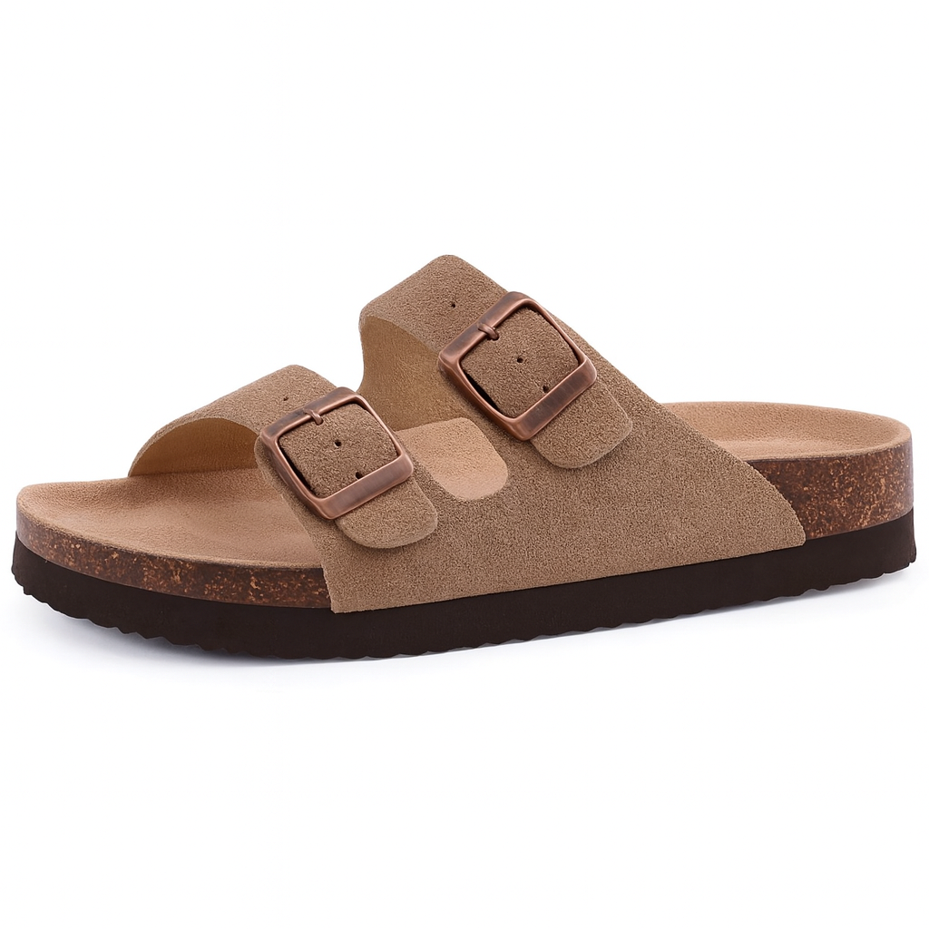 UrbanEase™ Dual-Strap Suede Cork Sandals