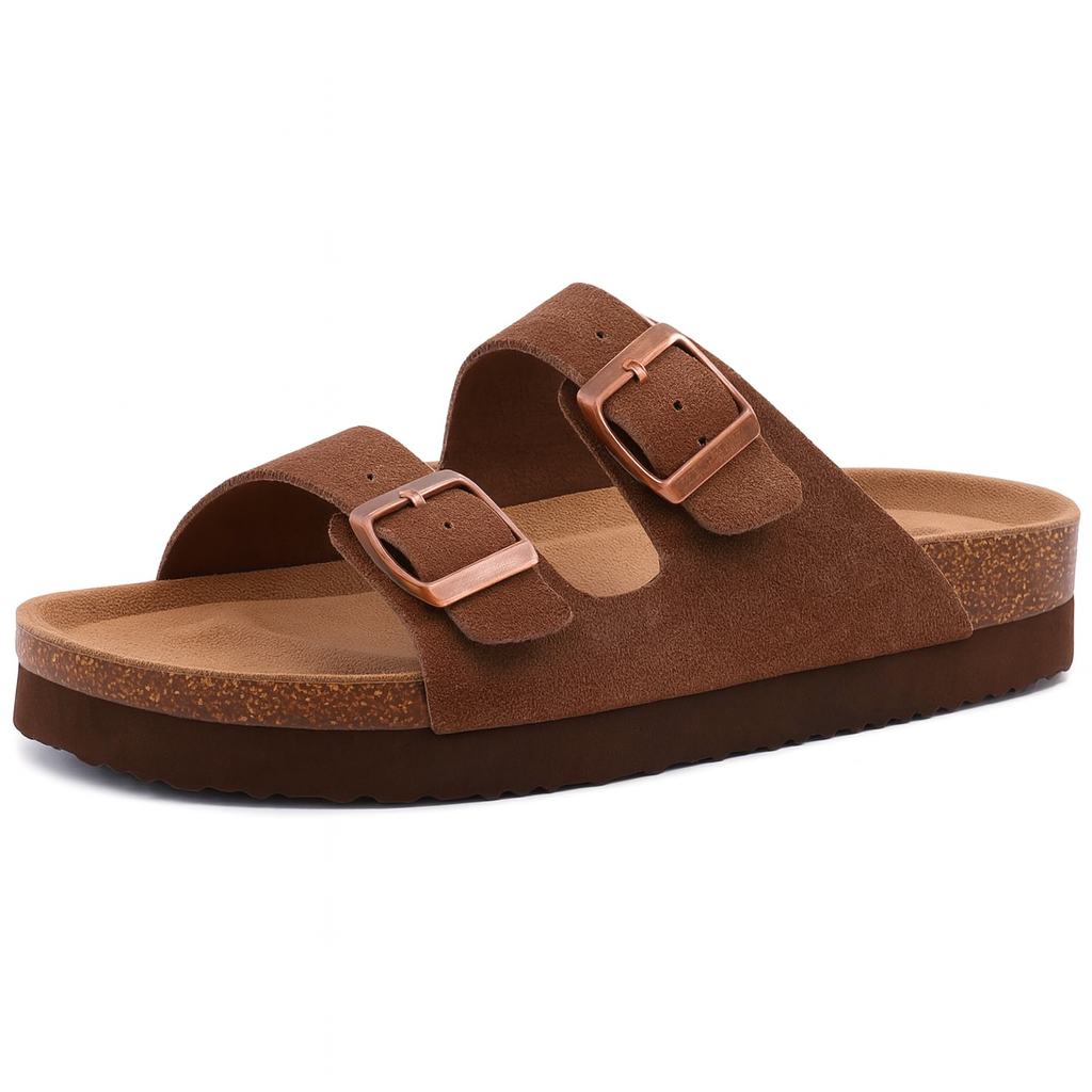 UrbanEase™ Dual-Strap Suede Cork Sandals